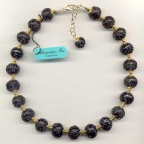 Black and Gray, 14mm Round Lace Bead Necklace